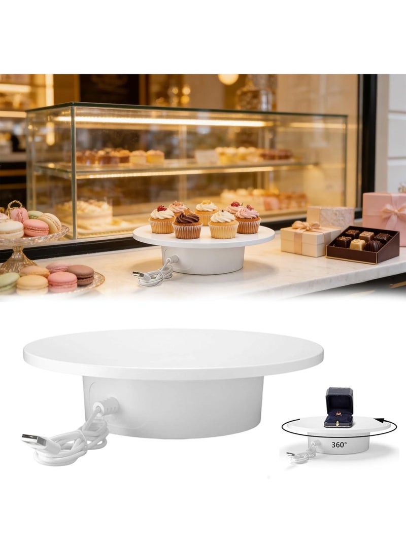 حامل عرض دوار بزاوية 360 درجة للتصوير الفوتوغرافي، مناسب لعرض الساعات والمجوهرات، بقطر 20 سم وسرعة ثابتة، ويتحمل وزنًا يصل إلى 5 كجم. - Image 1